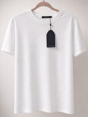 Louis Vuitton White Embossed Logo T-Shirt for Men
